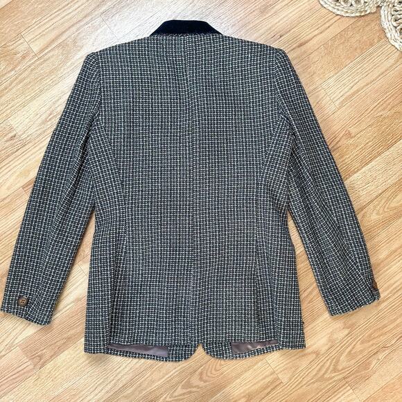 Worthington Vintage Wool Blend Blazer with Black Velvet Collar Dark Academia - Picture 3 of 4